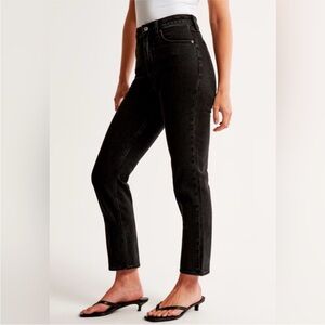 abercrombie ankle straight ultra high rise black jeans